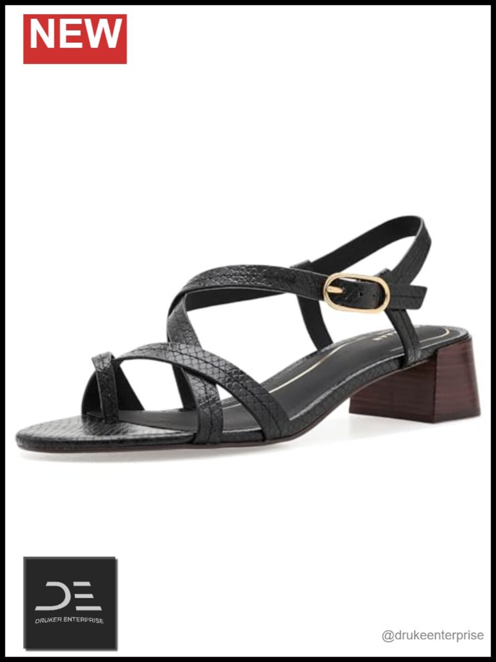 Women's Leather Block Heel Thong Sandals